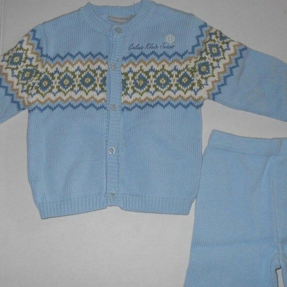 Baby Vintage Rare Classic Calvin Klein Preppie 2 Pc Top Pants Outfit Set - Picture 4 of 5